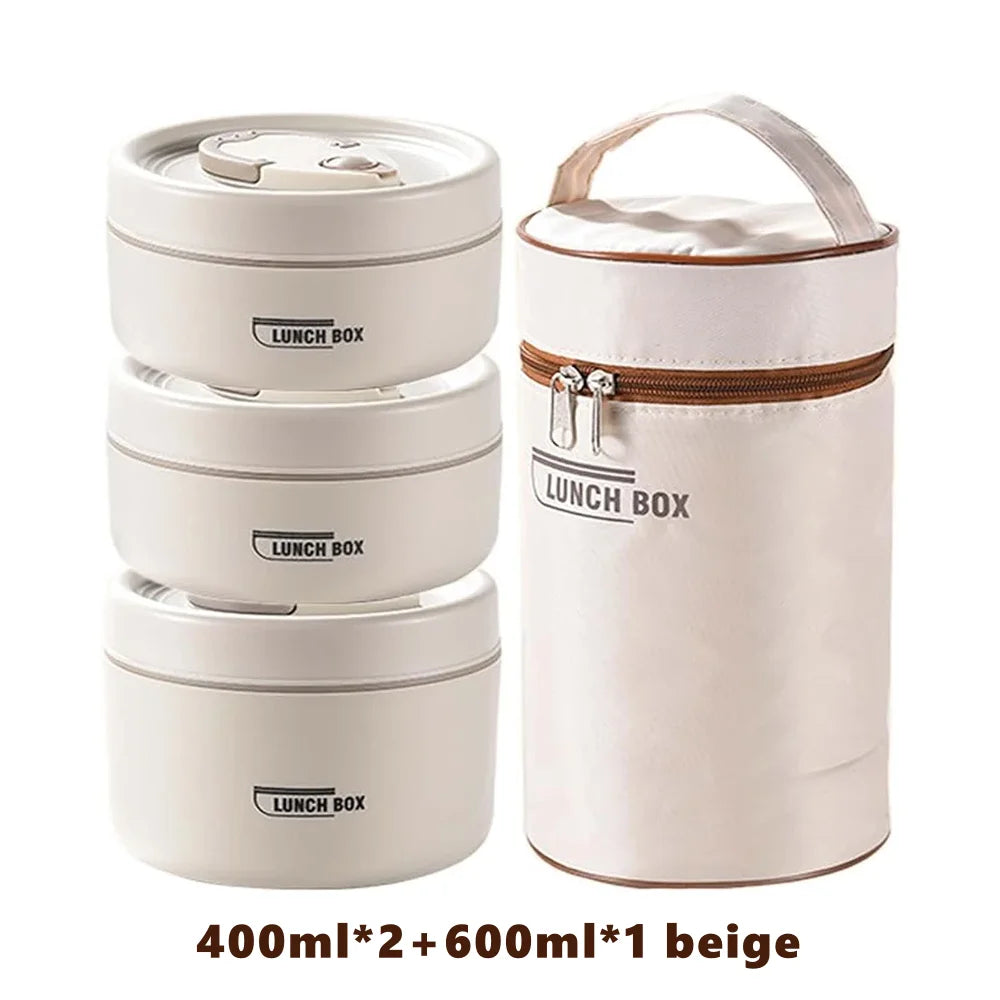 Portable Insulated Food Lunch Container Set with Thermal Lunch Box 3 Separate Stackable Lunch Container for Adult Kids Eagle Aerie