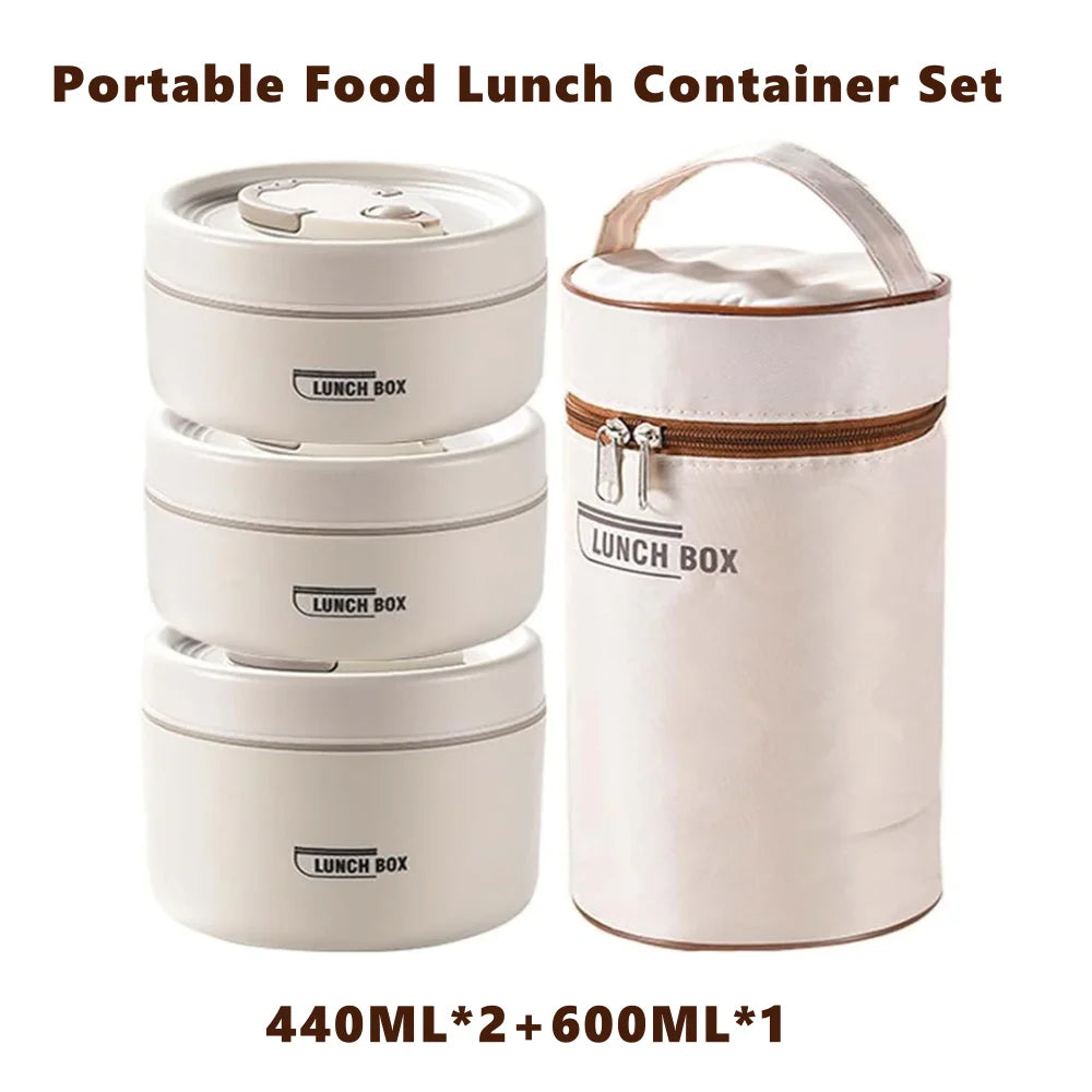 Portable Insulated Food Lunch Container Set with Thermal Lunch Box 3 Separate Stackable Lunch Container for Adult Kids Eagle Aerie
