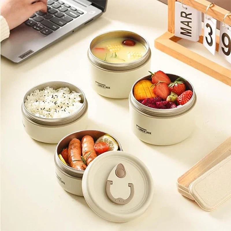 Portable Insulated Food Lunch Container Set with Thermal Lunch Box 3 Separate Stackable Lunch Container for Adult Kids Eagle Aerie