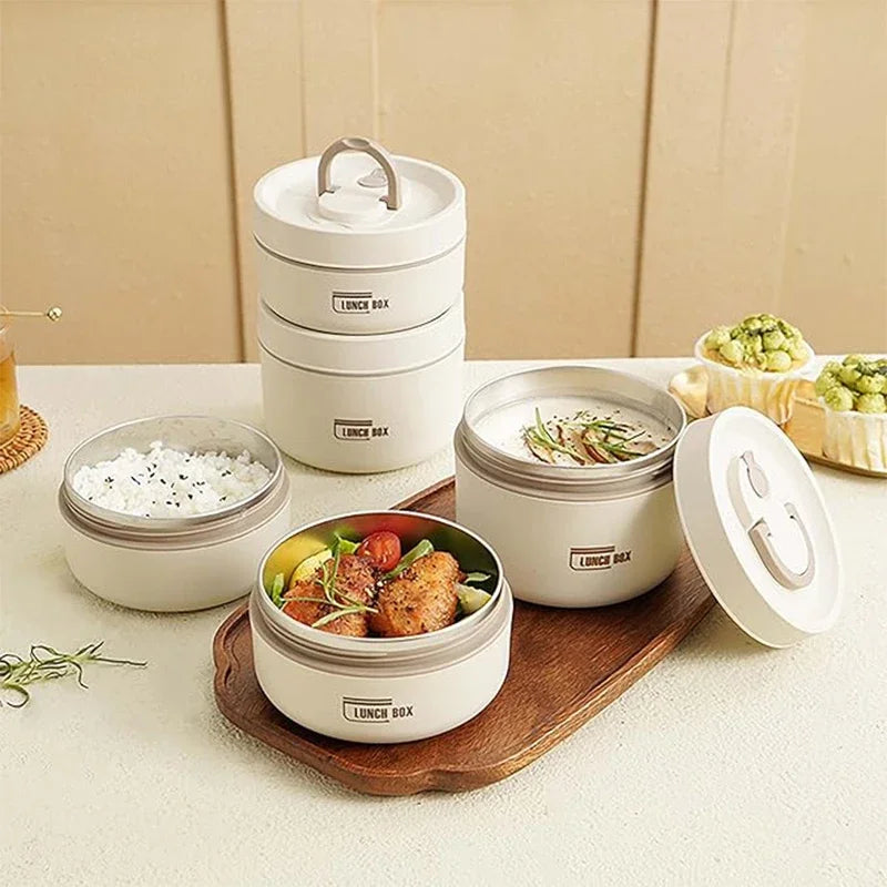Portable Insulated Food Lunch Container Set with Thermal Lunch Box 3 Separate Stackable Lunch Container for Adult Kids Eagle Aerie