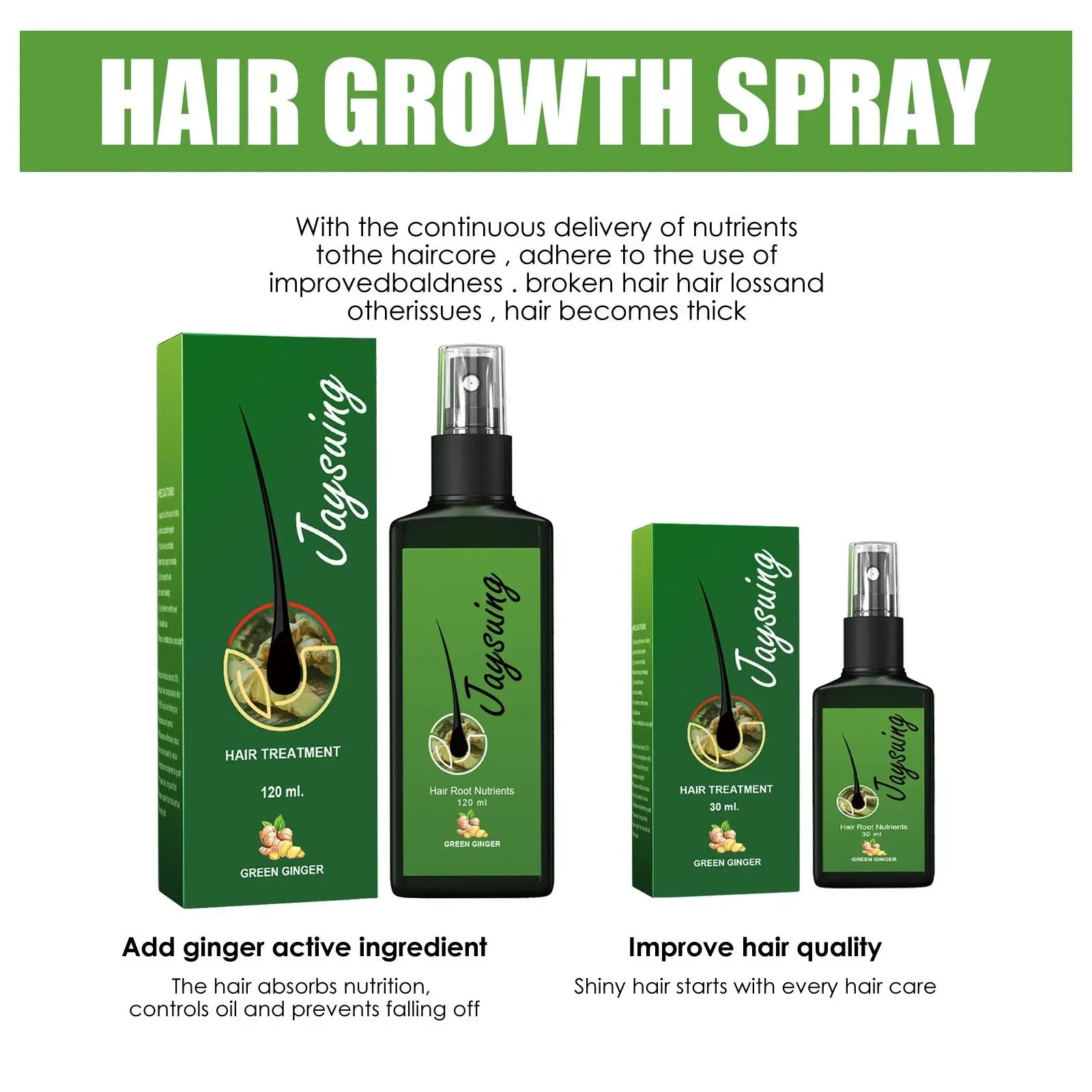 Hair Growth Spray Ginger Massage Scalp Damaged Treatment Solution Nourish Roots Fast Grow Anti Hair Loss Serum Beauty Health Eagle Beacon
