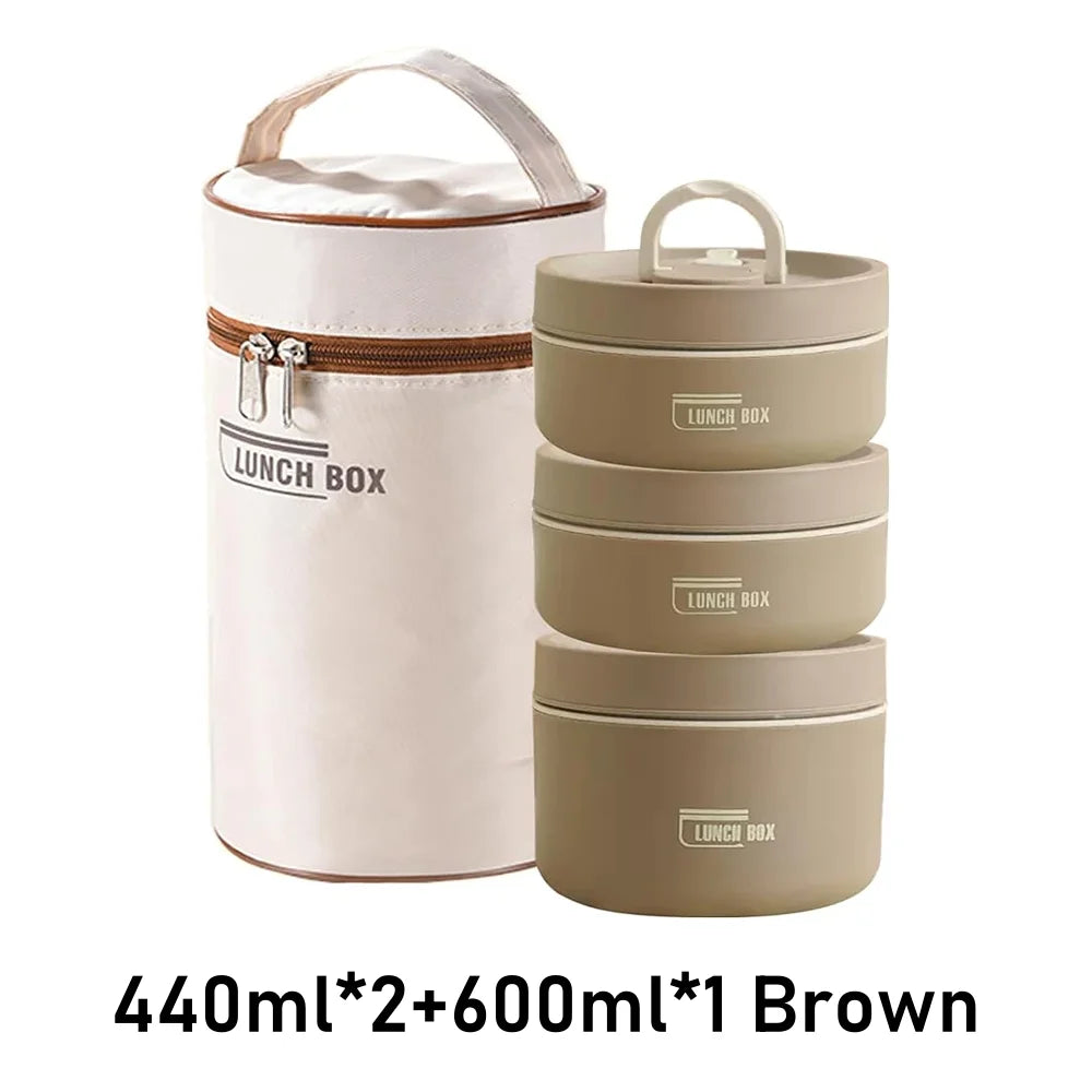 Portable Insulated Food Lunch Container Set with Thermal Lunch Box 3 Separate Stackable Lunch Container for Adult Kids Eagle Aerie