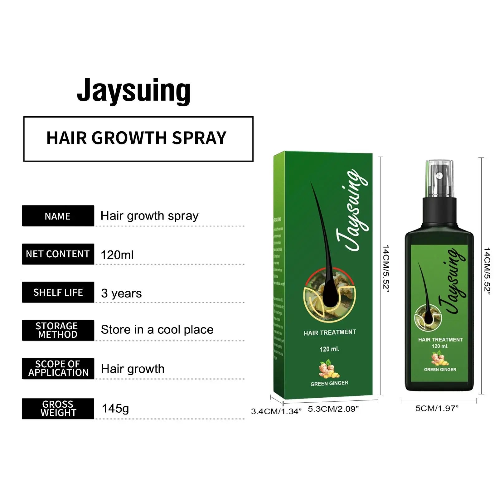 Hair Growth Spray Ginger Massage Scalp Damaged Treatment Solution Nourish Roots Fast Grow Anti Hair Loss Serum Beauty Health Eagle Beacon