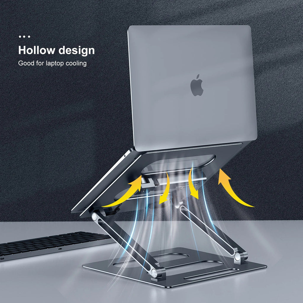 Oatsbasf Foldable Laptop Stand for Desk with Hidden Phone Stand For MacBook Pro Air Hp Tablet Adjustable Height Notebook Holder Eagle Beacon