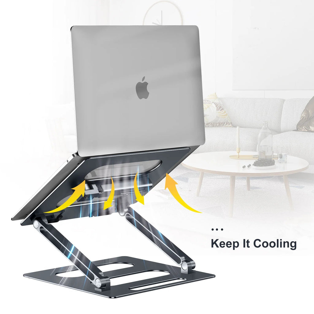 Oatsbasf Foldable Laptop Stand for Desk with Hidden Phone Stand For MacBook Pro Air Hp Tablet Adjustable Height Notebook Holder Eagle Beacon