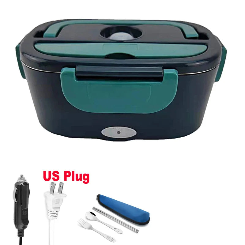 Dual Use 220V 110V 24V 12V Electric Heated Lunch Box Stainless Steel School Car Picnic Food Heating Heater Food Warmer Container Eagle Aerie