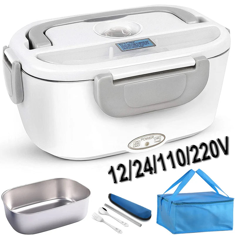 Electric Heated Lunch Box Stainless Steel Outdoor Portable Car Office Food Heating Warmer Container 12V 24V 110V 220V EU US Plug Eagle Aerie