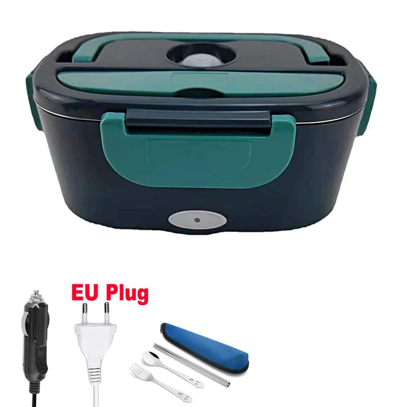 Dual Use 220V 110V 24V 12V Electric Heated Lunch Box Stainless Steel School Car Picnic Food Heating Heater Food Warmer Container Eagle Aerie