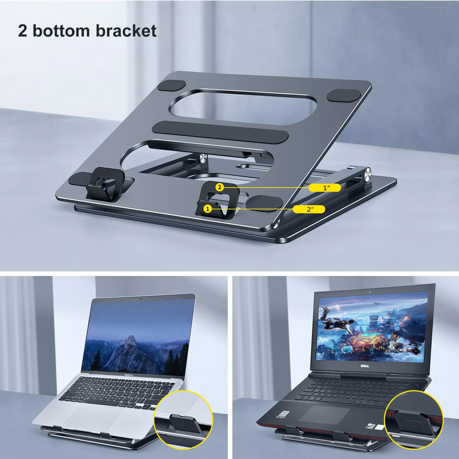 Oatsbasf Foldable Laptop Stand for Desk with Hidden Phone Stand For MacBook Pro Air Hp Tablet Adjustable Height Notebook Holder Eagle Beacon