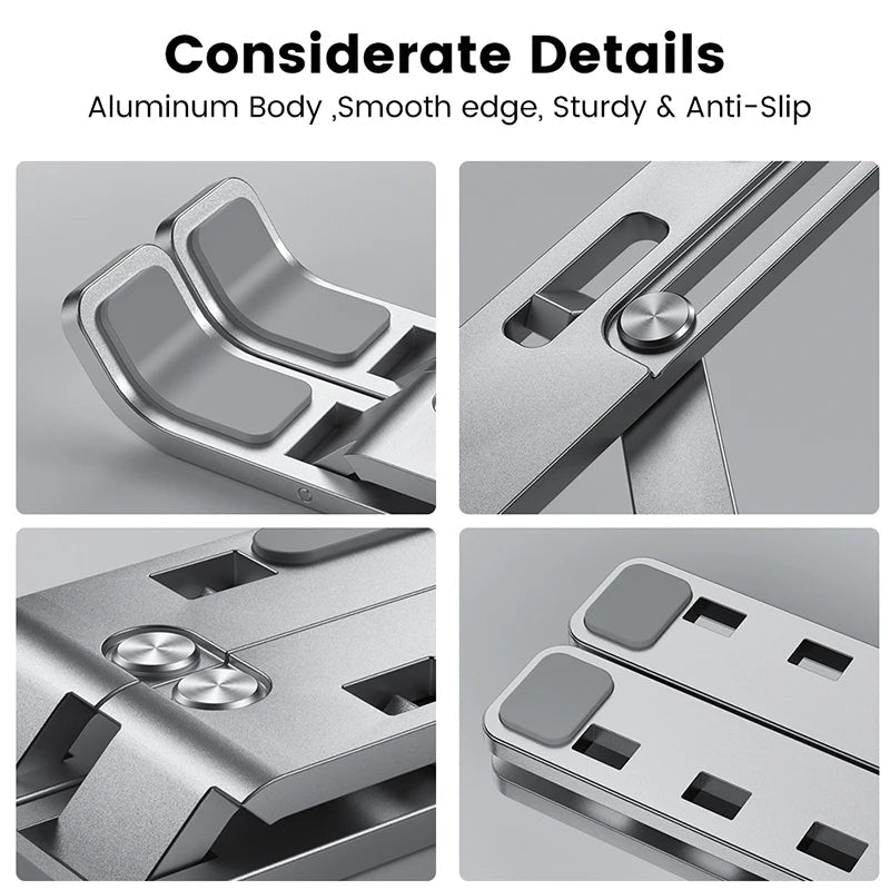Aluminum Alloy Laptop Holder Stand Adjustable Foldable Portable for Notebook Computer Bracket Lifting Cooling Holder Non-slip Eagle Beacon