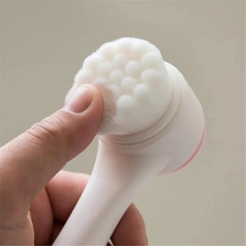 3D Double Silicone Facial Cleansing Brush Manual Massage Facial Brush Soft Bristles Exfoliator Double Sided Face Wash Brush Eagle Beacon