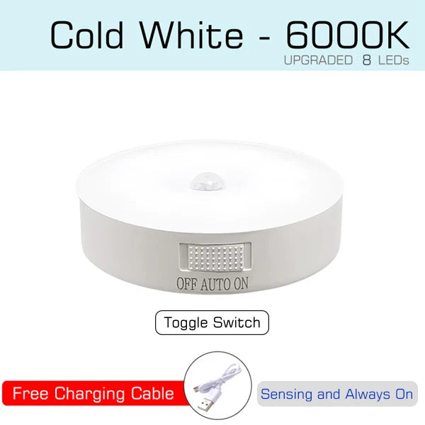 Motion Sensor Light USB Rechargeable Night Light LED Lamp for Kitchen Bedroom Stairs Hallway Cabinet Closet Wardrobe Nightlight Eagle Beacon