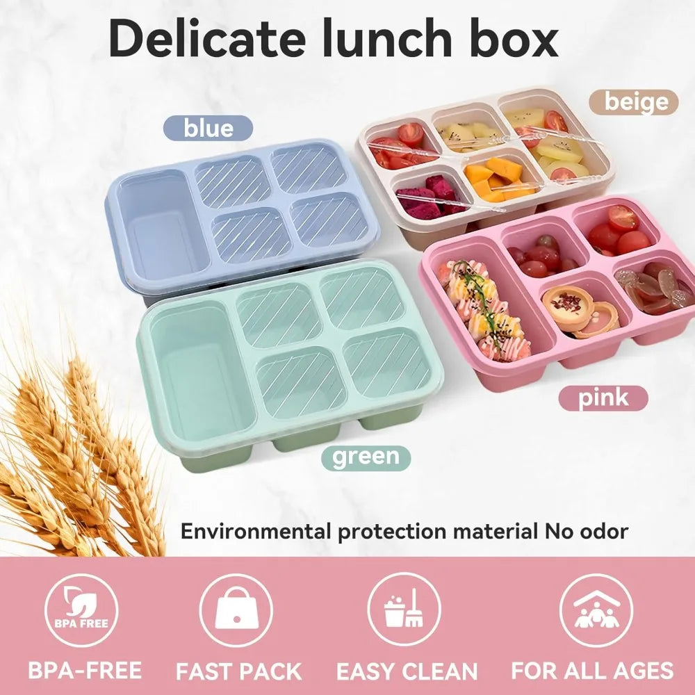 Bento Lunch Box with Reusable 5 Compartment Bento Box Microwave Compatible for Bento Snack Containers for Travel and Work Eagle Aerie
