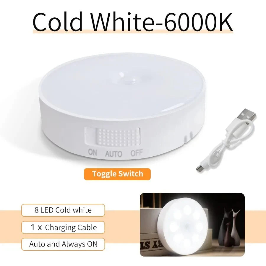Motion Sensor LED Night Light, Wireless Magnetic Round Lamp for Kitchen Cabinet, Bedroom & Home Atmosphere Decor Eagle Beacon