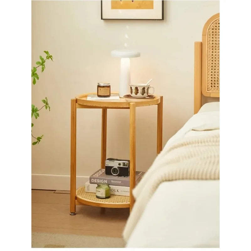 Eco-Friendly Bamboo Coffee Table -Sustainable Living Room Furniture Small Wicker Round Table in The Living Room Next To The Sofa Eagle Aerie