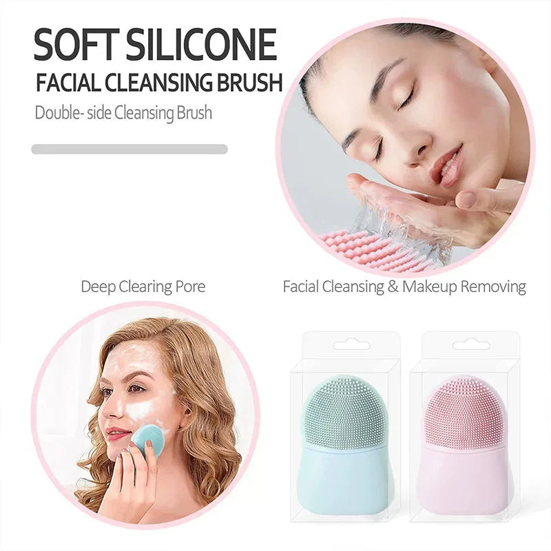 Double Sided Silicone Facial Cleansing Brush Manual Massage Facial Cleanser Brush Soft Bristles Deep Cleaning Exfoliator Tool Eagle Beacon