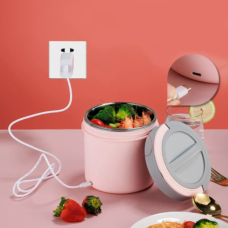 Electric Heated Lunch Box USB 1.2L Thermal Stainless Steel Bento Box 5V 12V 24V Car School Food Warmer Heating Container Heater Eagle Aerie