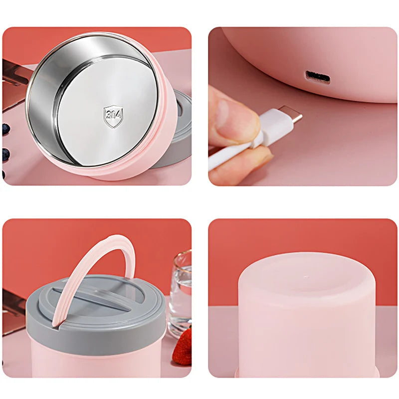 Electric Heated Lunch Box USB 1.2L Thermal Stainless Steel Bento Box 5V 12V 24V Car School Food Warmer Heating Container Heater Eagle Aerie