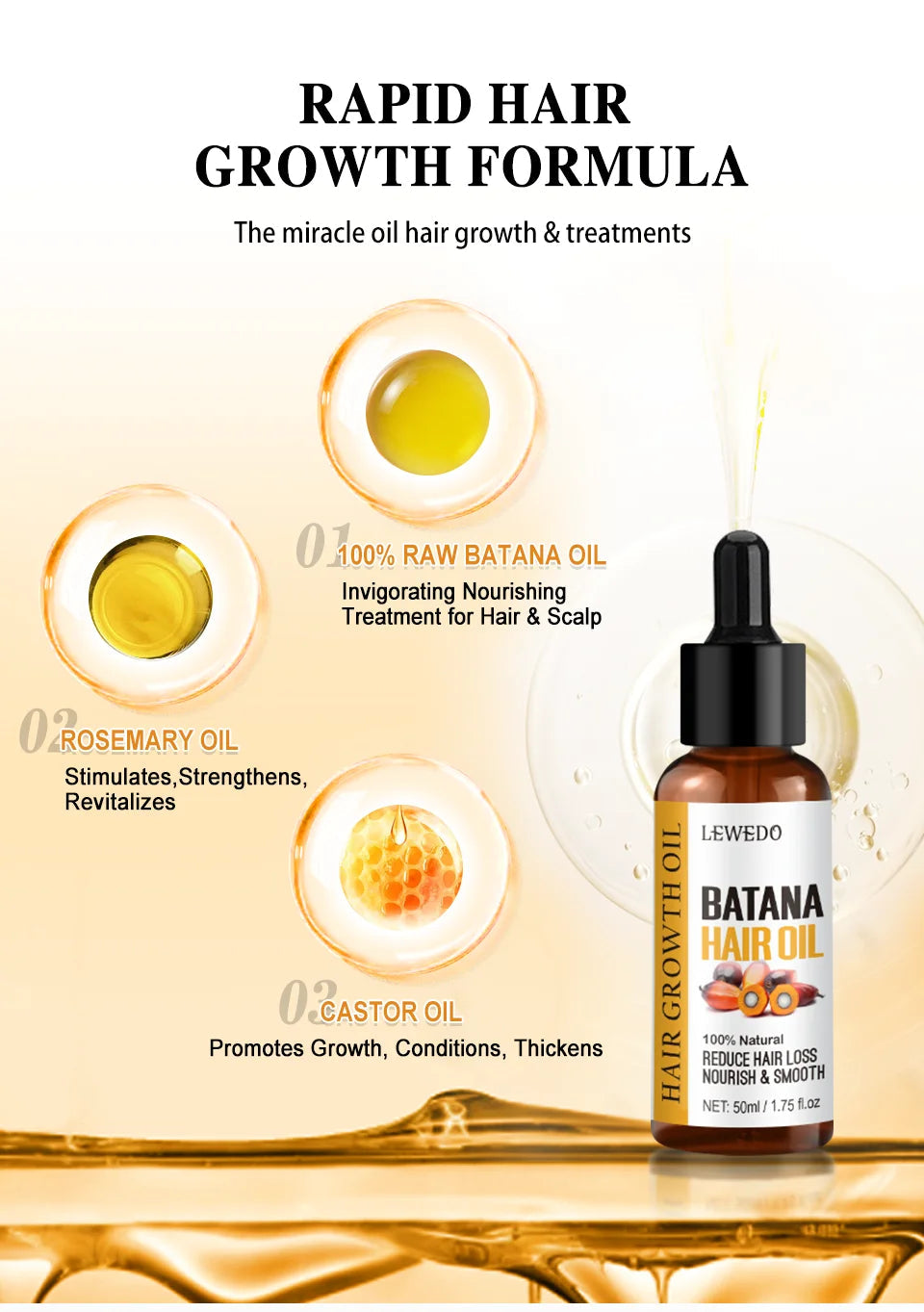 Hair Growth Batana Oil Serum Fast Growing Hair Essential Oil Beauty Hair Care Anti-Hair Loss Essence Natural Repair Damaged Hair Eagle Beacon