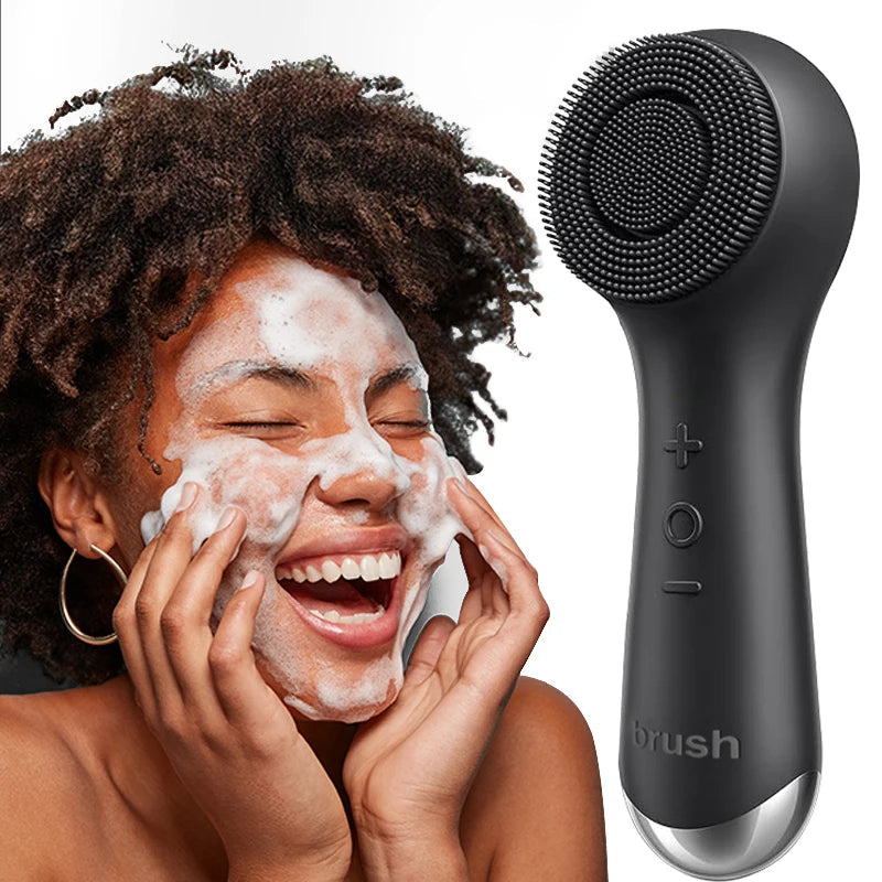 Facial silicone cleansing brush with dual rotation and vibration modes, facial vibration massage, USB charging facial brush Eagle Beacon