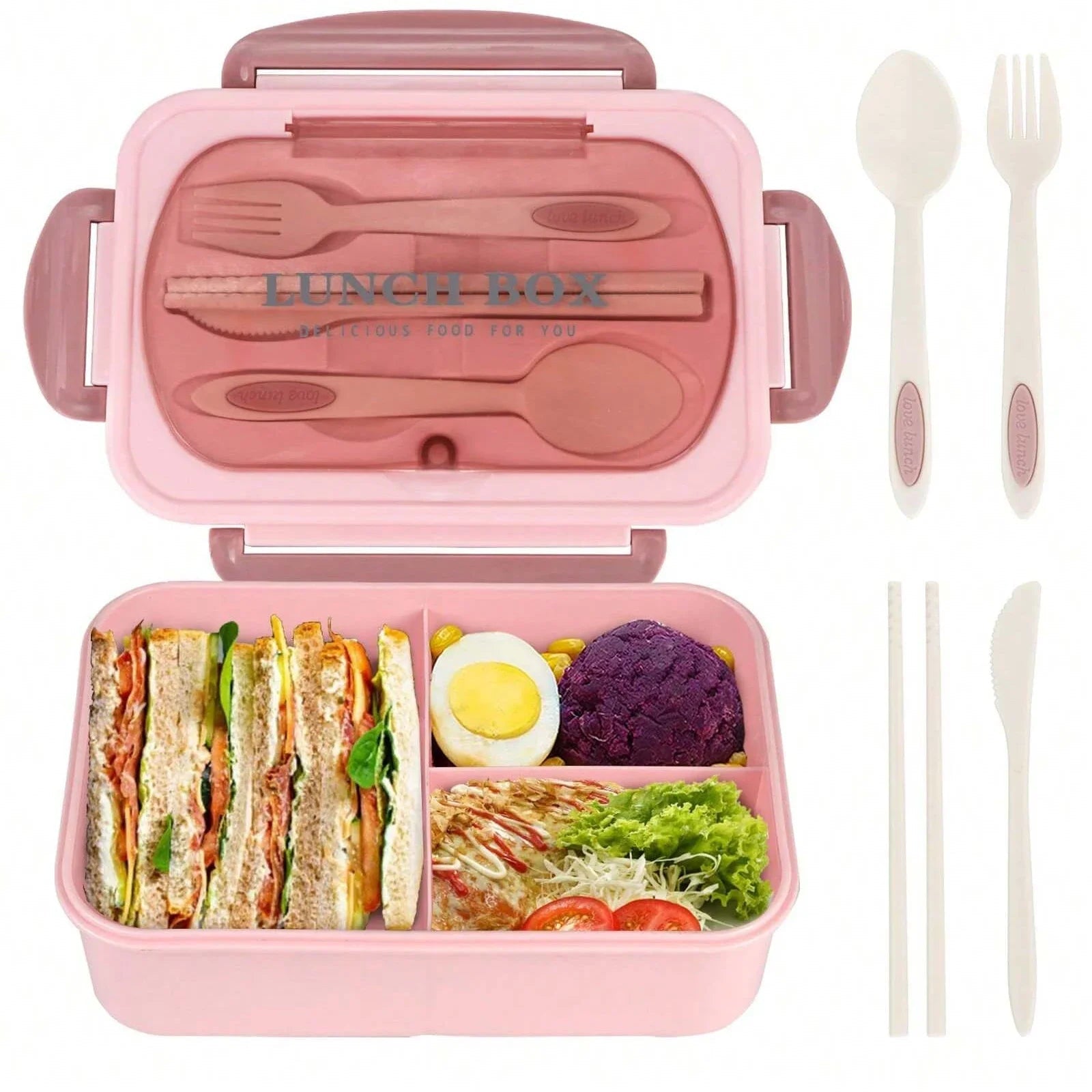 Bento Box Adult Lunch Box, Containers For Adults Men Women With 4 Compartments, Lunchable Food Container Back To School Eagle Aerie