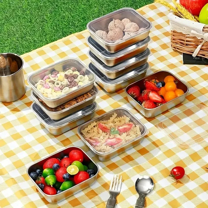 5pcs Stainless Steel Food Storage Stackable Meal Prep Boxes for Kitchen Fridge Lunch Ideal for Meal Prep Travel Kitchen Storage Eagle Aerie