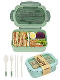 1pc lunch box with two compartments, built-in cutlery set, reusable and microwave heated (with lid removed), suitable for kitche Eagle Aerie
