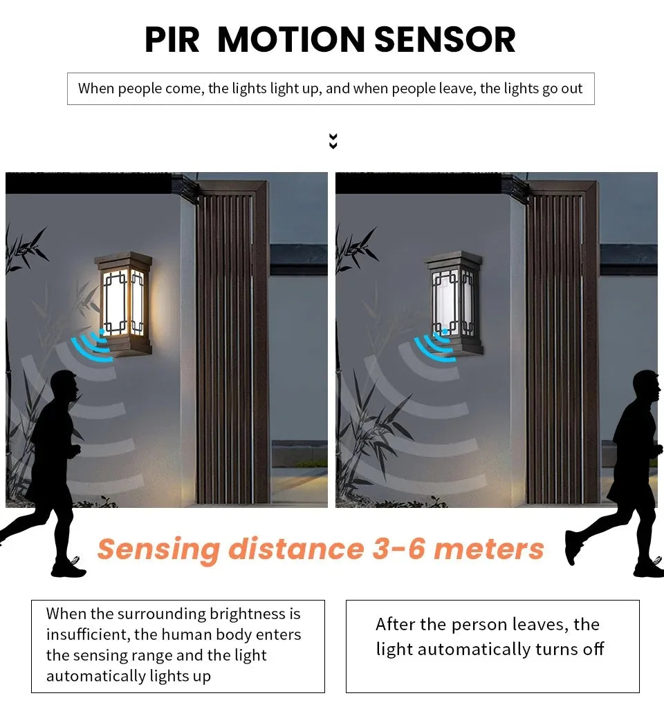 Motion Sensor LED Wall Light 16W Indoor&Outdoor Waterproof IP66 Porch Wall Lamp Home Sconce Decoration Lighting Eagle Beacon