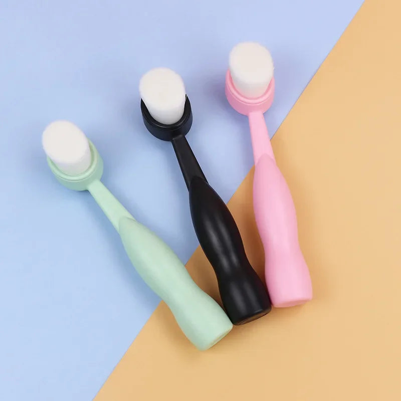 Facial Cleansing Brush Soft Bristles Manual Long Handle Flat Bottomed Standing Deep Face Cleaning Brush Limpieza Facial Skincare Eagle Beacon
