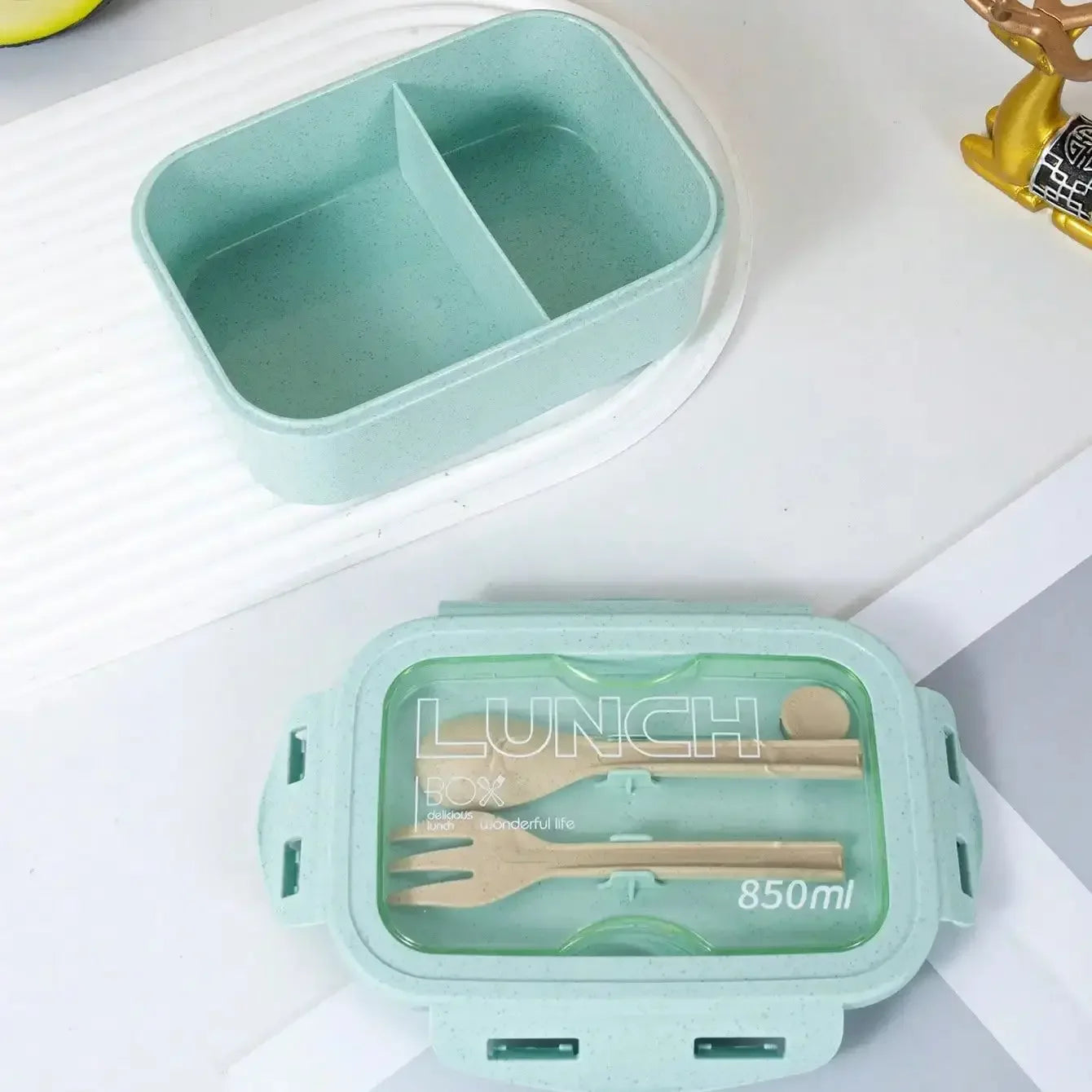 1pc-Tableware Lunch Box Can Be Microwave Heated, Wheat Straw Bento Box, Japanese Solid Color Square Sealed Lunch Box Eagle Aerie
