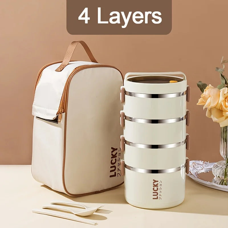 large-capacity stainless steel lunch box with a thermal lunch bag – a heat-sealed lunch box for use in schools, during camping Eagle Aerie