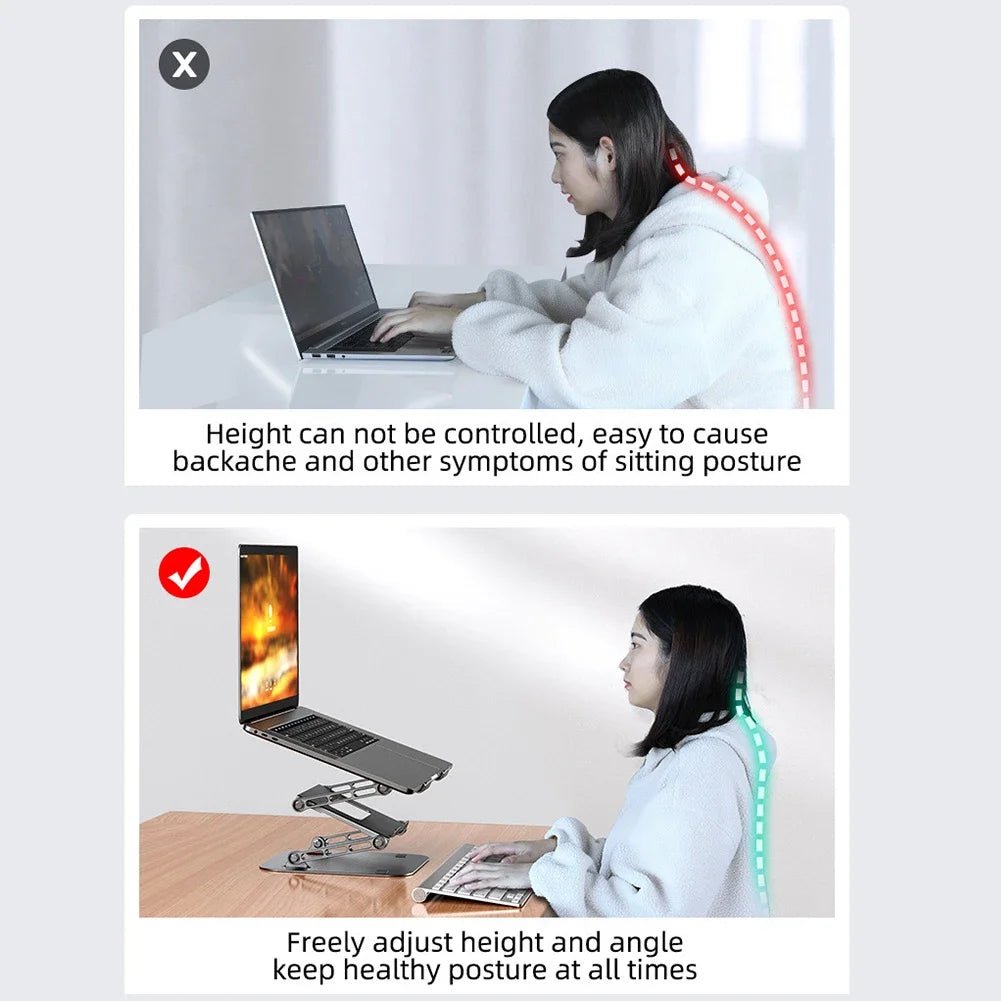 New Foldable Laptop Stand 3 Layer Adjustable Height Metal Notebook Stand Tablet Stand for Laptops/tablets/mobile Phones Eagle Beacon