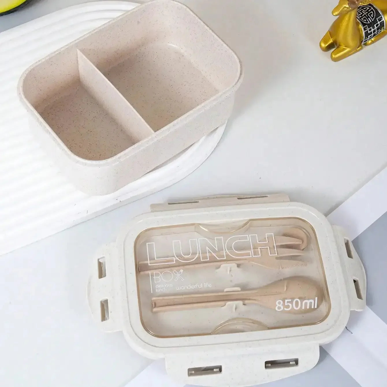 1pc-Tableware Lunch Box Can Be Microwave Heated, Wheat Straw Bento Box, Japanese Solid Color Square Sealed Lunch Box Eagle Aerie