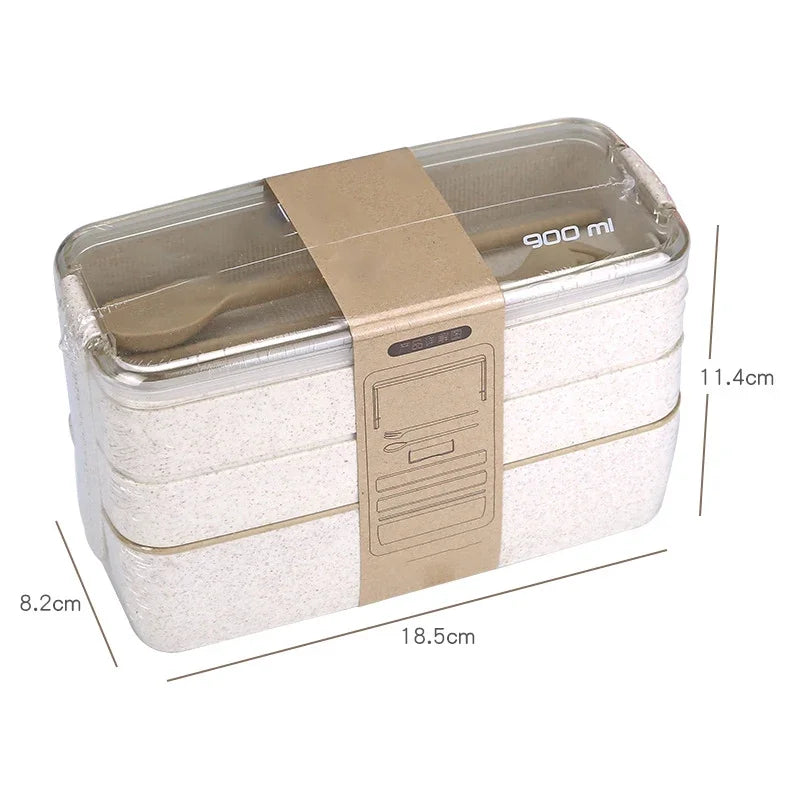 Healthy Material Lunch Box 3 Layer Wheat Straw Bento Boxes Microwave Dinnerware Food Storage Container Lunchbox 900ml Eagle Aerie