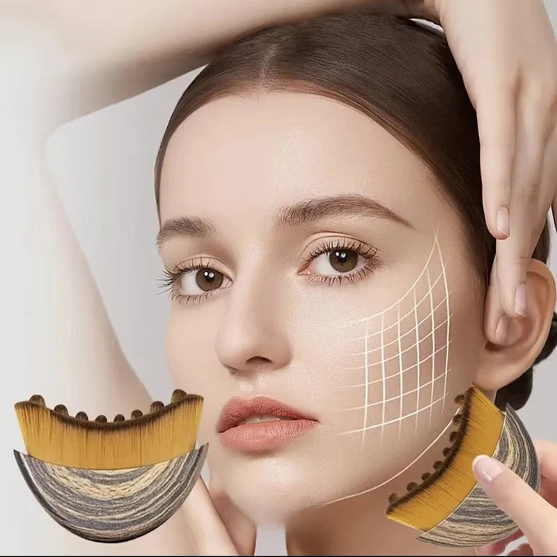 Portable Dry Facial Brush Soft Bristles Contoured Lymphatic Massage Tool Face Sculpting Device Home Spa Gentle Exfoliation Brush Eagle Beacon