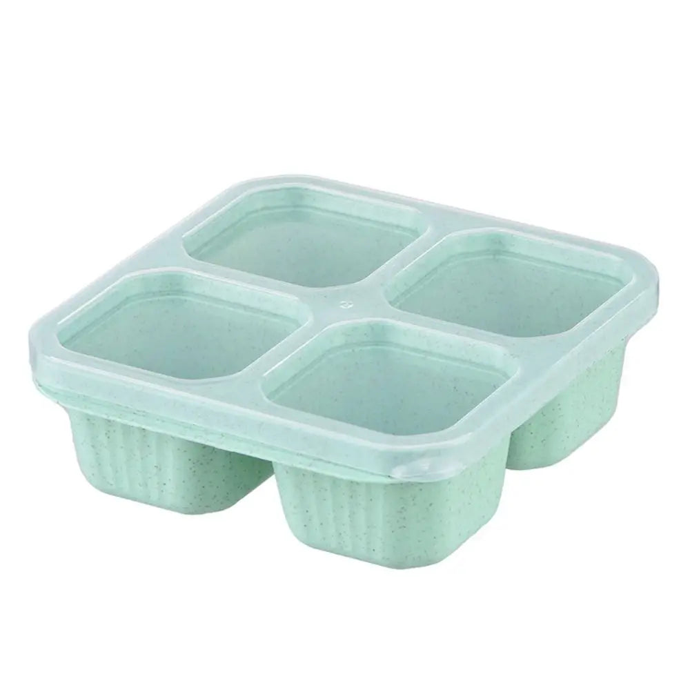 Reusable 4 Compartments Lunch Box Snack Dim Sum Nut Candy Box with Cover Wheat Straw Four Grid Snack Containers Meal Prep Eagle Aerie