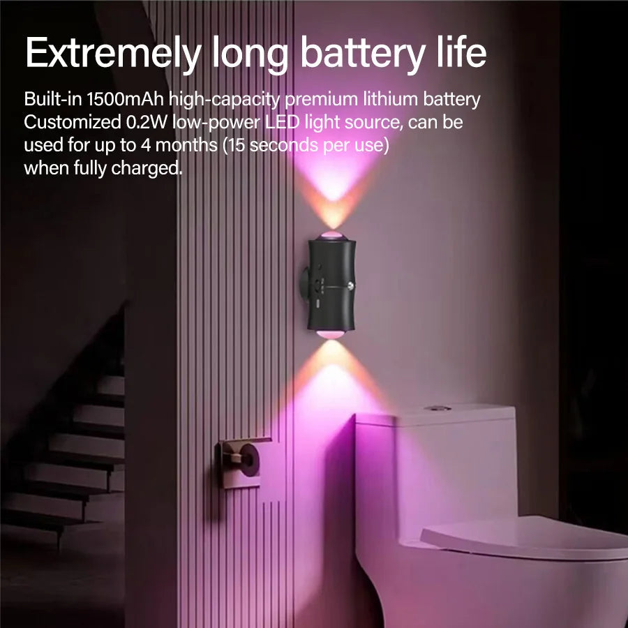 Motion Sensor LED Wall Lamp Tricolor RGB Rechargeable Double-head Magnetic Night Light For Bedroom Hallway Stair Aisle Lighting Eagle Beacon