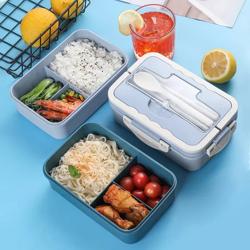 Lunch Box, 3 Compartment Sealed Bento Box and Cutlery Set Lunch Boxes for Kid Adult, Suitable for Microwave and Dishwasher Eagle Aerie