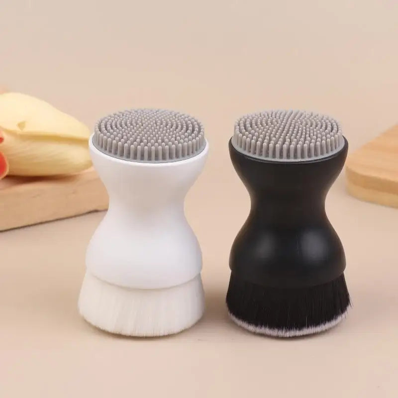 Double-Sided Mini Manual Facial Cleansing Brush Silicone Massage Face Brush Soft Bristles Handheld Cleaning Device Pore Cleaner Eagle Beacon