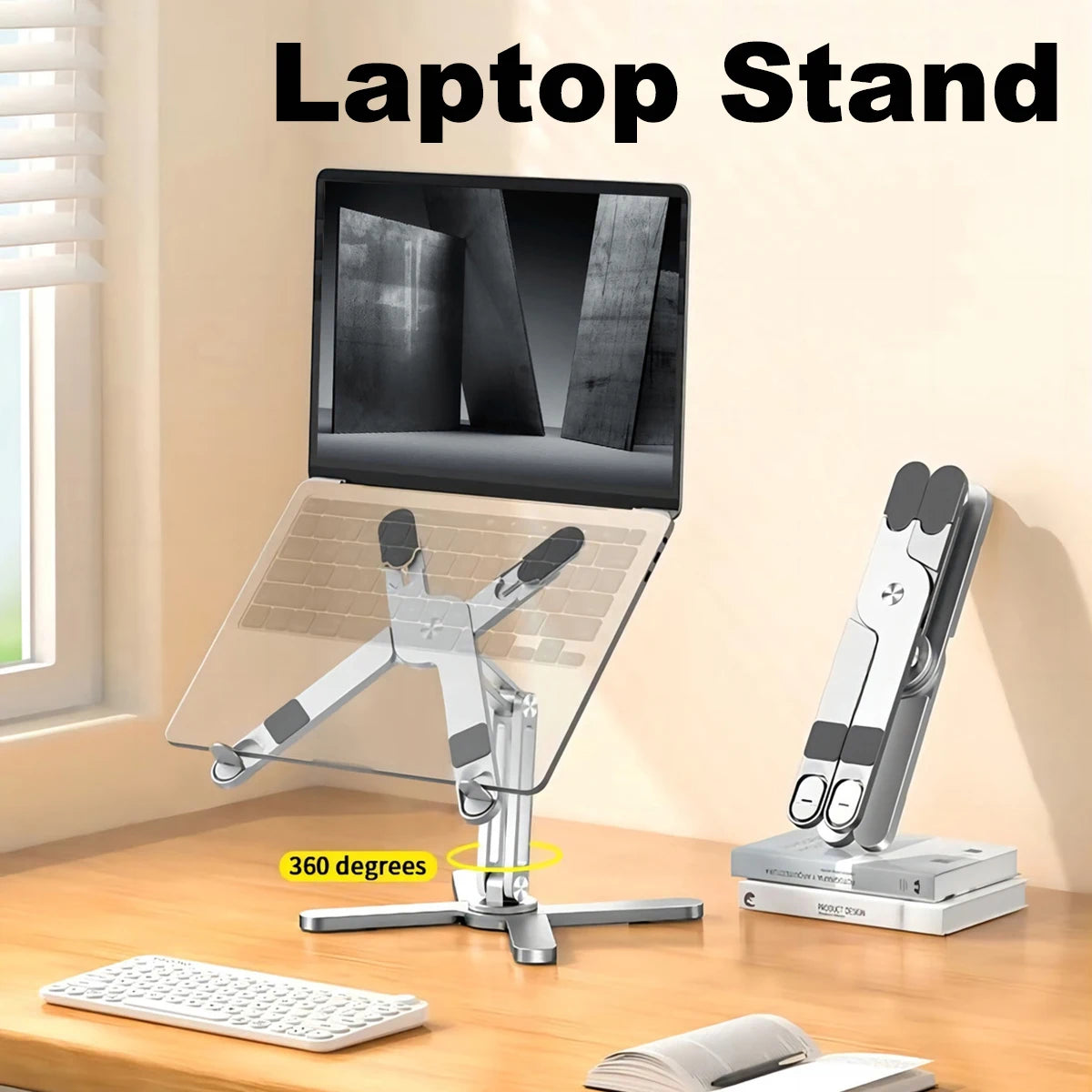 Foldable Laptop Stand 360°Rotation Notebook Table Holder Aluminum Alloy Portable Book Tablet Bracket Open-ended Heat Dissipation Eagle Beacon