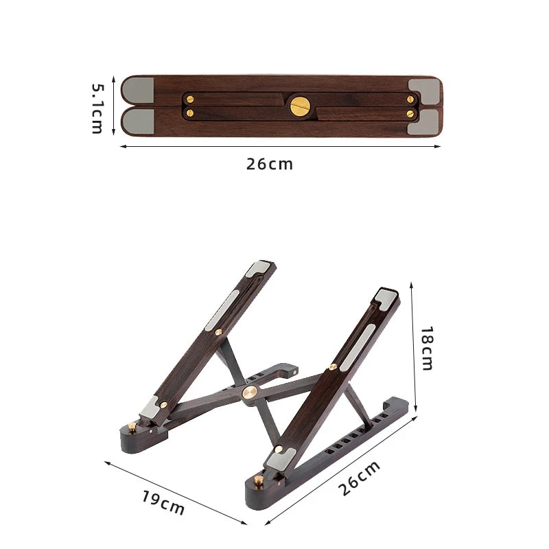 Wood Laptop Stand Foldable 8 Levels Height Adjustable Portable Notebook Holder Computer Support for MacBook Air Pro 11-17'' Eagle Beacon