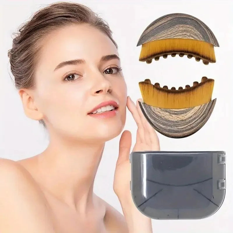 Portable Dry Facial Brush Soft Bristles Contoured Lymphatic Massage Tool Face Sculpting Device Home Spa Gentle Exfoliation Brush Eagle Beacon