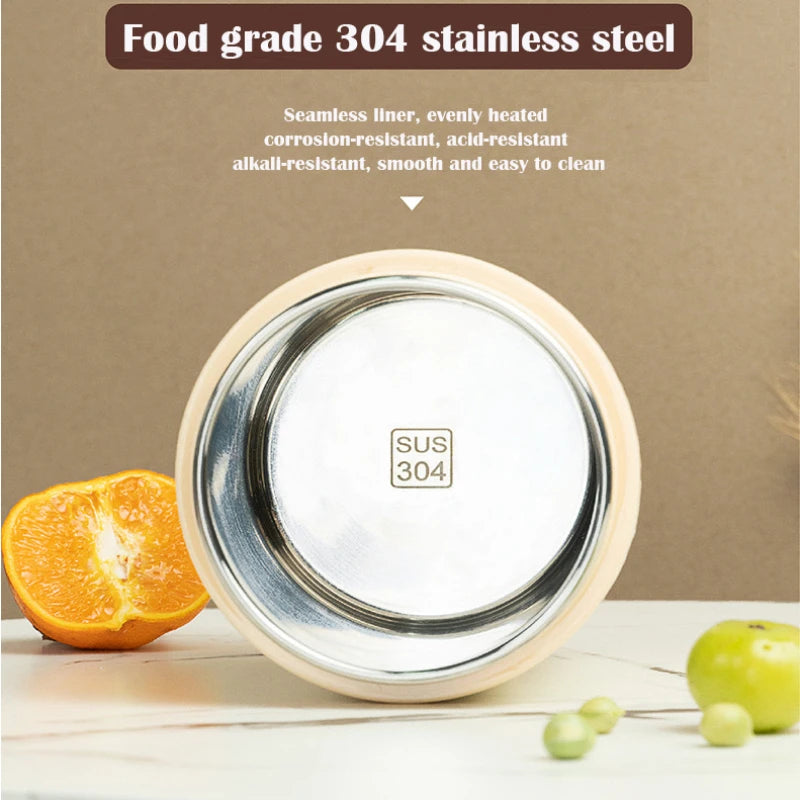 600ML Portable USB Electric Heating Lunch Box Stainless Steel Food Warmer with Drink Function for Picnics Food Heater Eagle Aerie