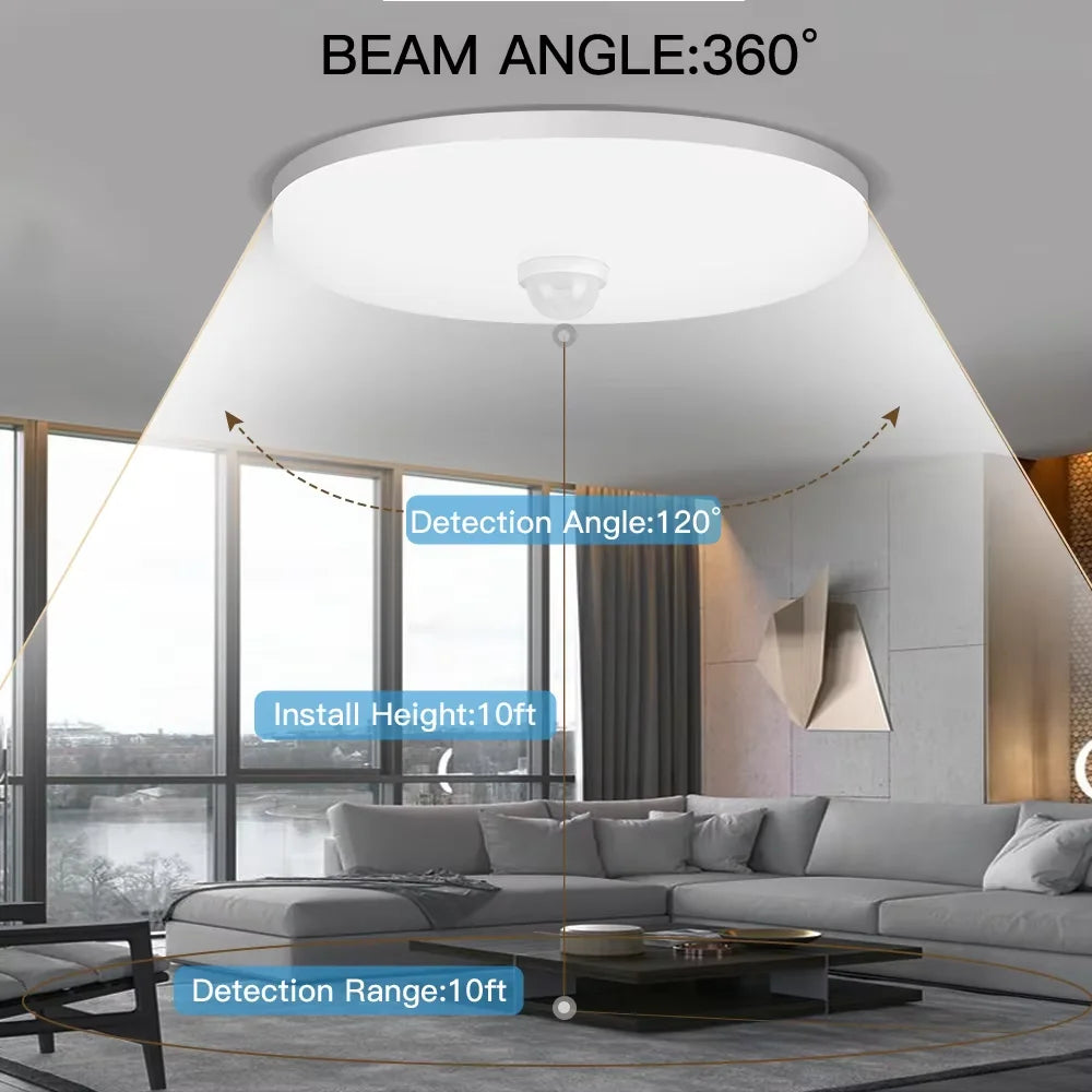 Motion Sensor Ceiling Light Modern Smart Sensor LED Lamp Human Infrared Sensing Lamp Indoor for Garage Corridor Lighting Fixture Eagle Beacon