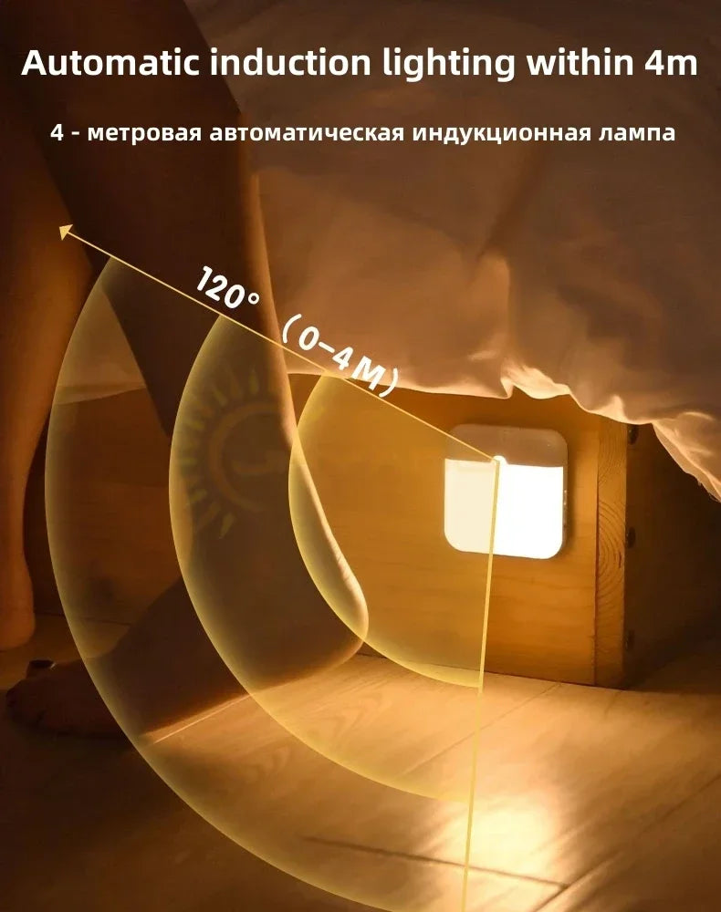 Motion Sensor Light USB Night Light LED Lamp With Switch Rechargeable Inductor Lights For Kitchen Stairs Hallway Closet Bedroom Eagle Beacon