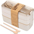3-In-1 Compartment Wheat Straw Bento Box Reusable Tableware Lunch Containers Meal and Snack Food Containers Portable Lunch Box Eagle Aerie