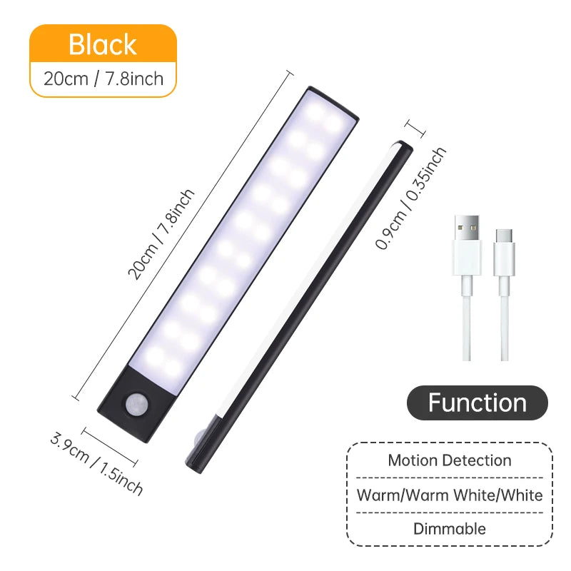 Motion Sensor Light Wireless LED Night Light USB Rechargeable Night Lamp Cabinet Wardrobe Lamp Under Backlight For Kitchen Led Eagle Beacon