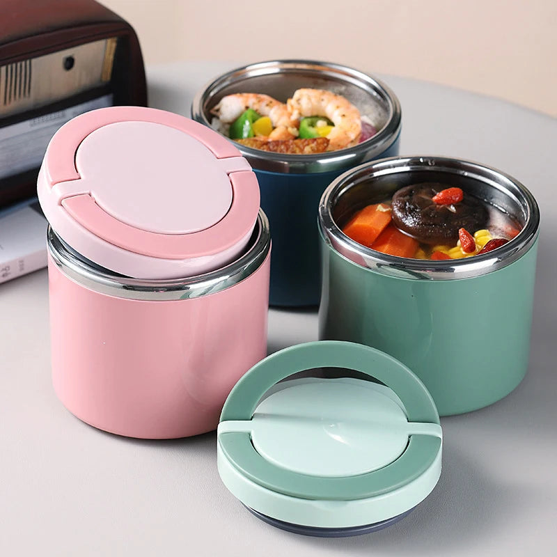 Lunch Box Student Food Container Stainless Steel Insulated Lunch Box Rice Bucket Round Large Capacity Breakfast Cup Eagle Aerie