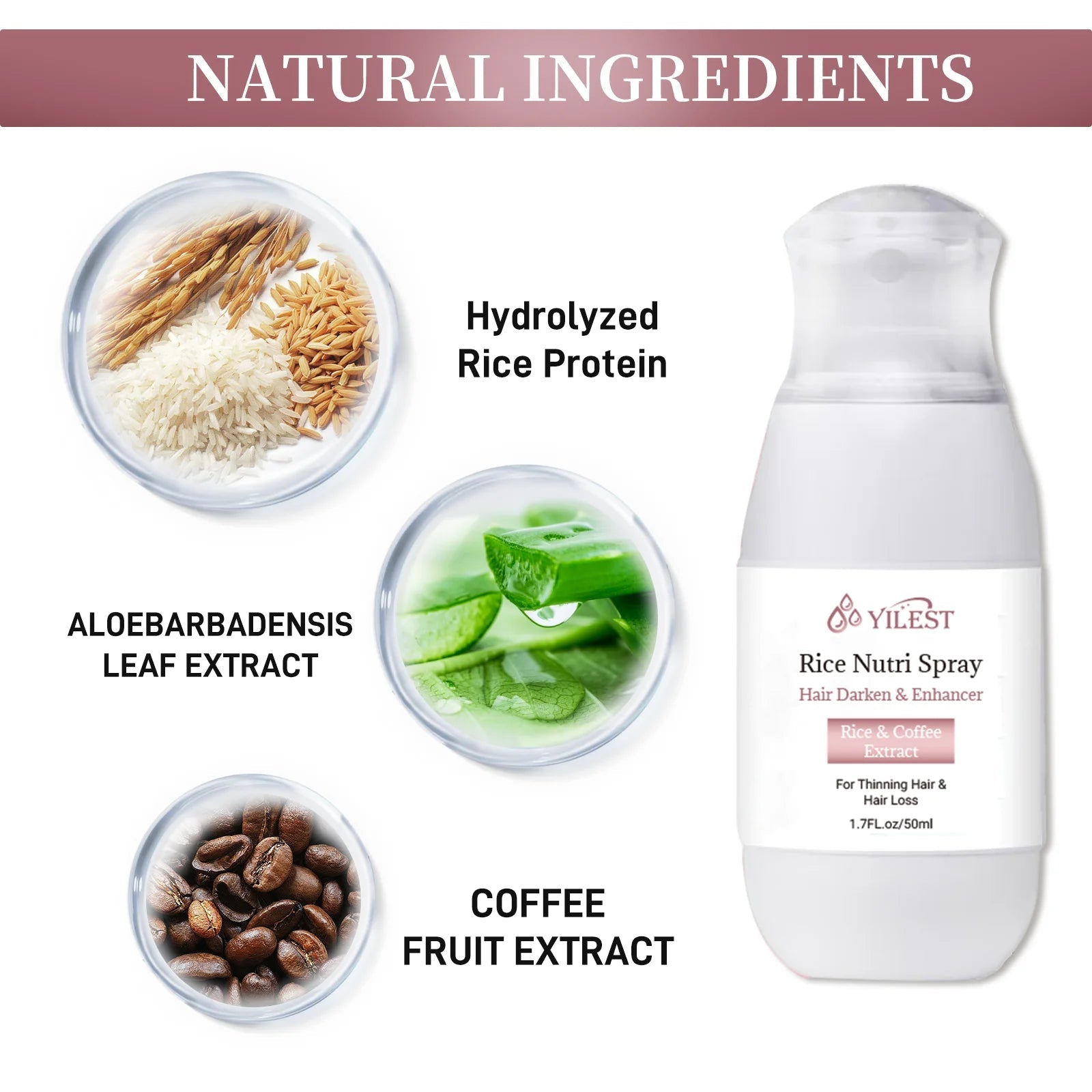 Hair Helper Spray, Rice Water Spray,Hair Strengthens Thickening,Natural Spray Stimulates Growth Soothes Scalp for Thinning Hair Eagle Beacon