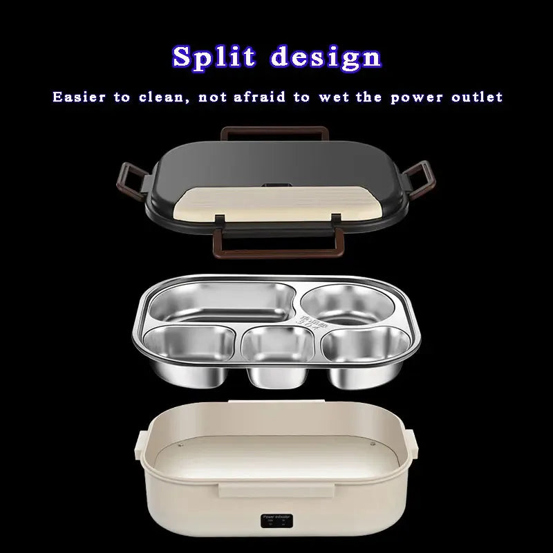 Electric Heated Lunch Boxes Stainless Steel Food Insulation Bento Lunch Box Home Portable Keep Warm Lunch Box with Storage Bag Eagle Aerie